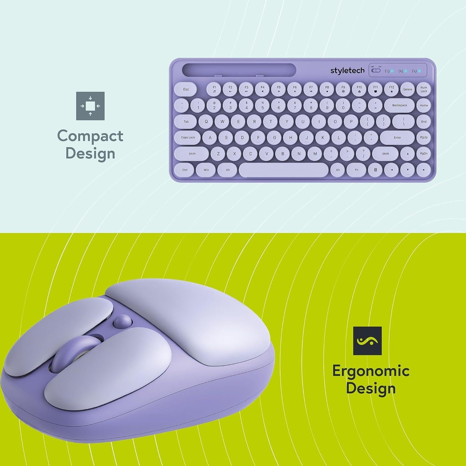 Teclado y Ratón Inalámbrico ABP MK520 Lavanda Pastel