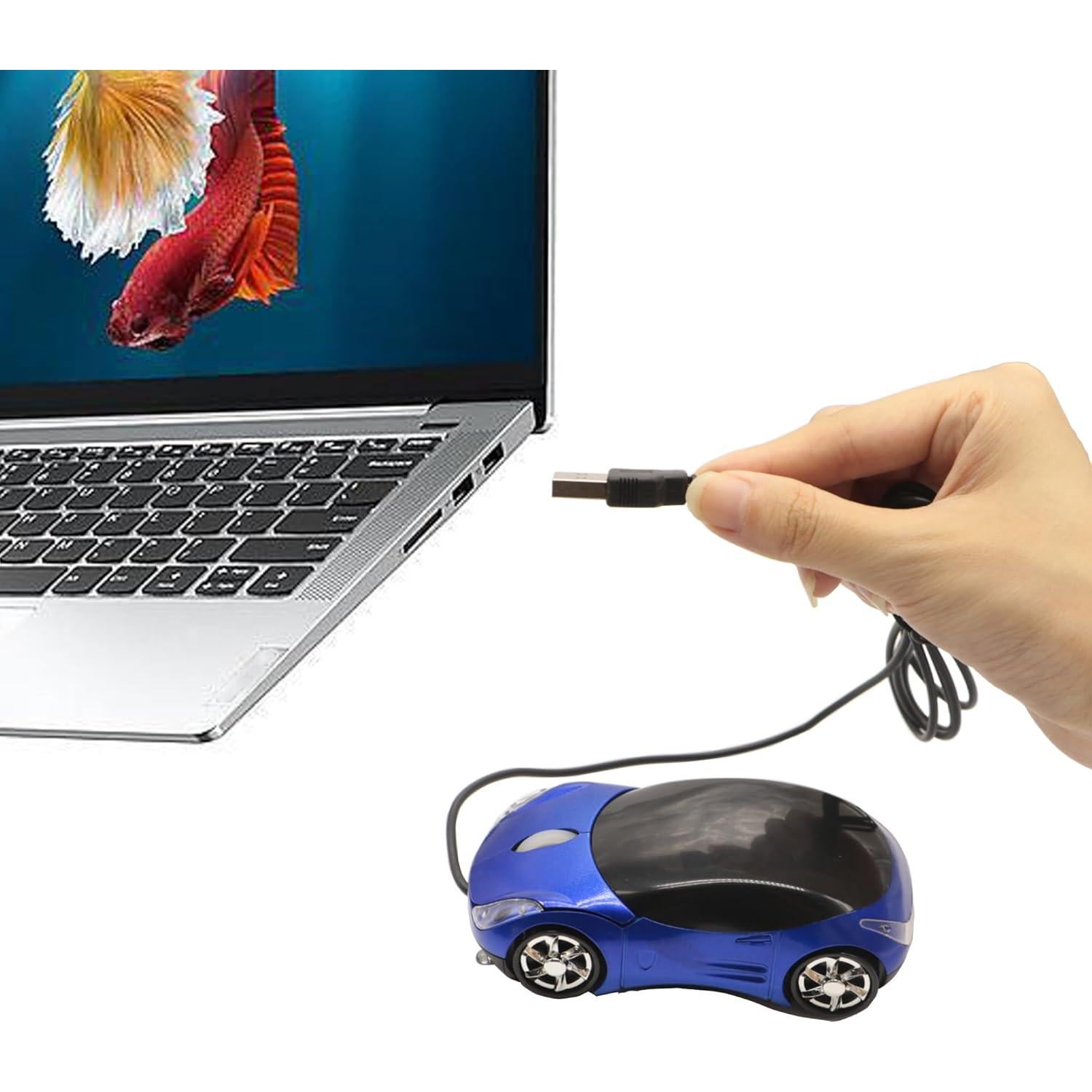 Ratón Óptico USB PCTC Ergonómico Azul 1000DPI Diseño Deportivo