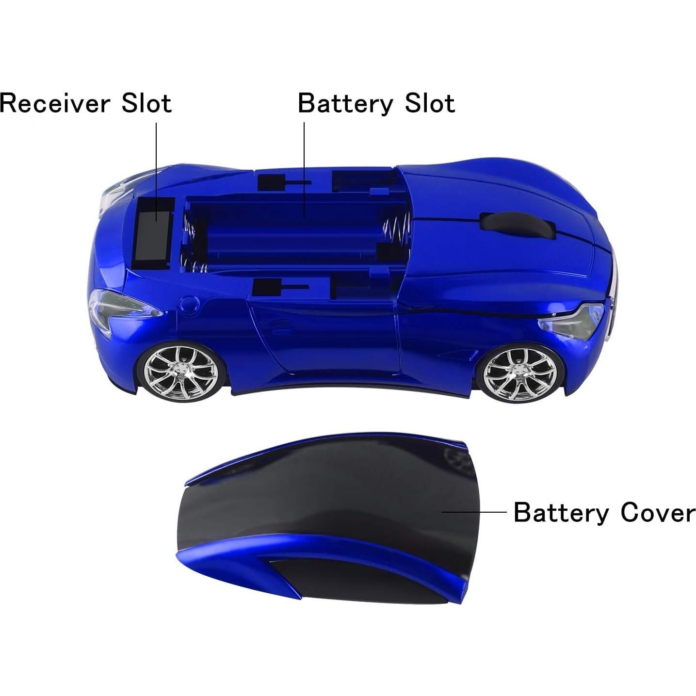 Ratón Inalámbrico Óptico USB Deportivo Azul 1600DPI 3 Botones