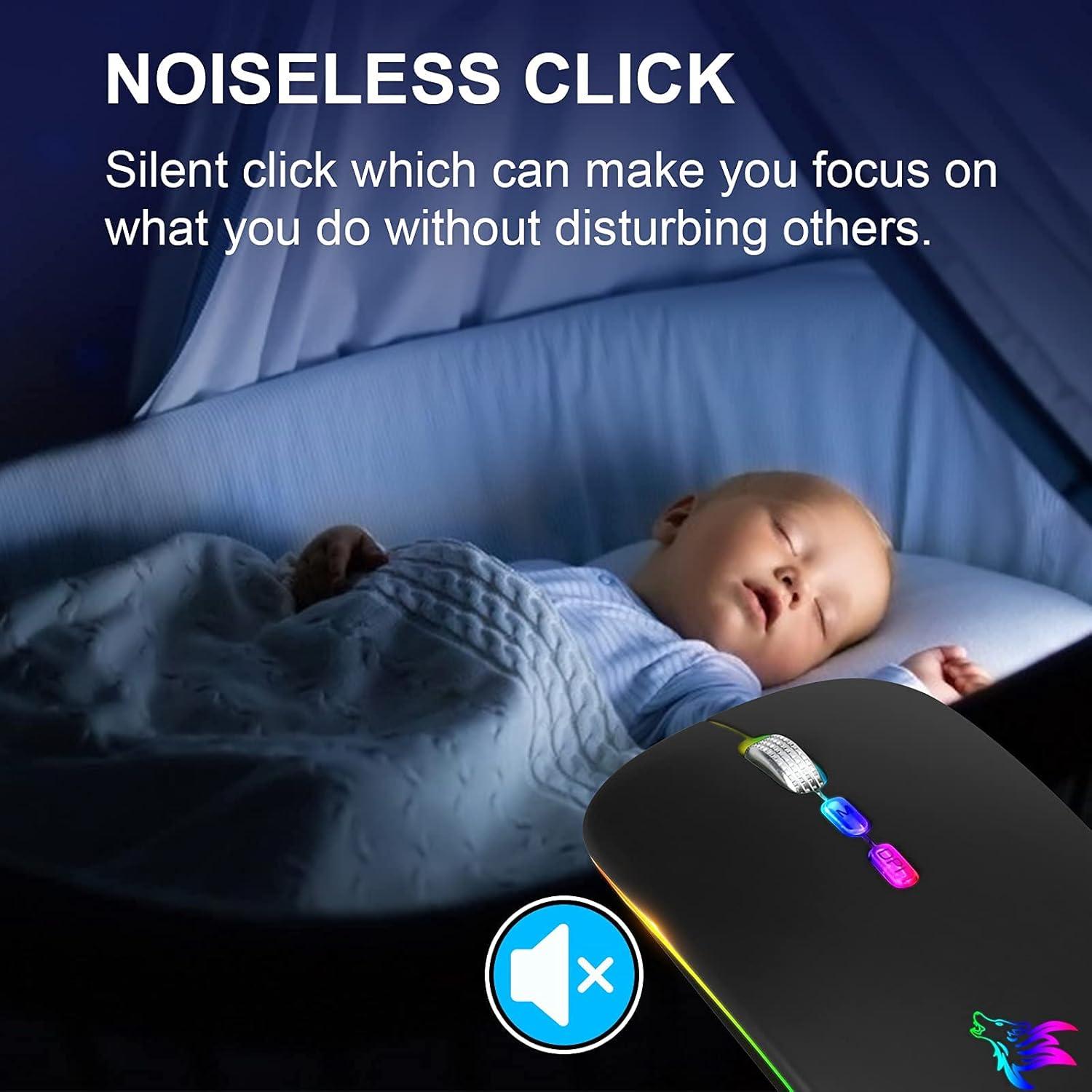 Ratón Inalámbrico BQSS LED Slim Recargable Silencioso Negro