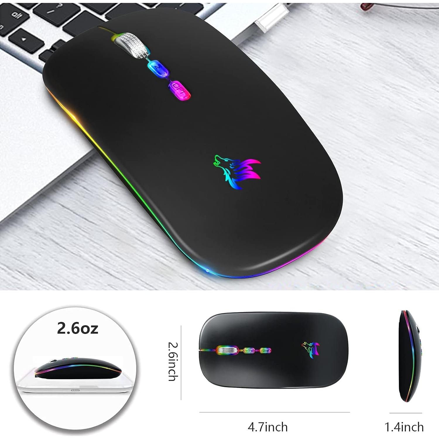 Ratón Inalámbrico BQSS LED Slim Recargable Silencioso Negro