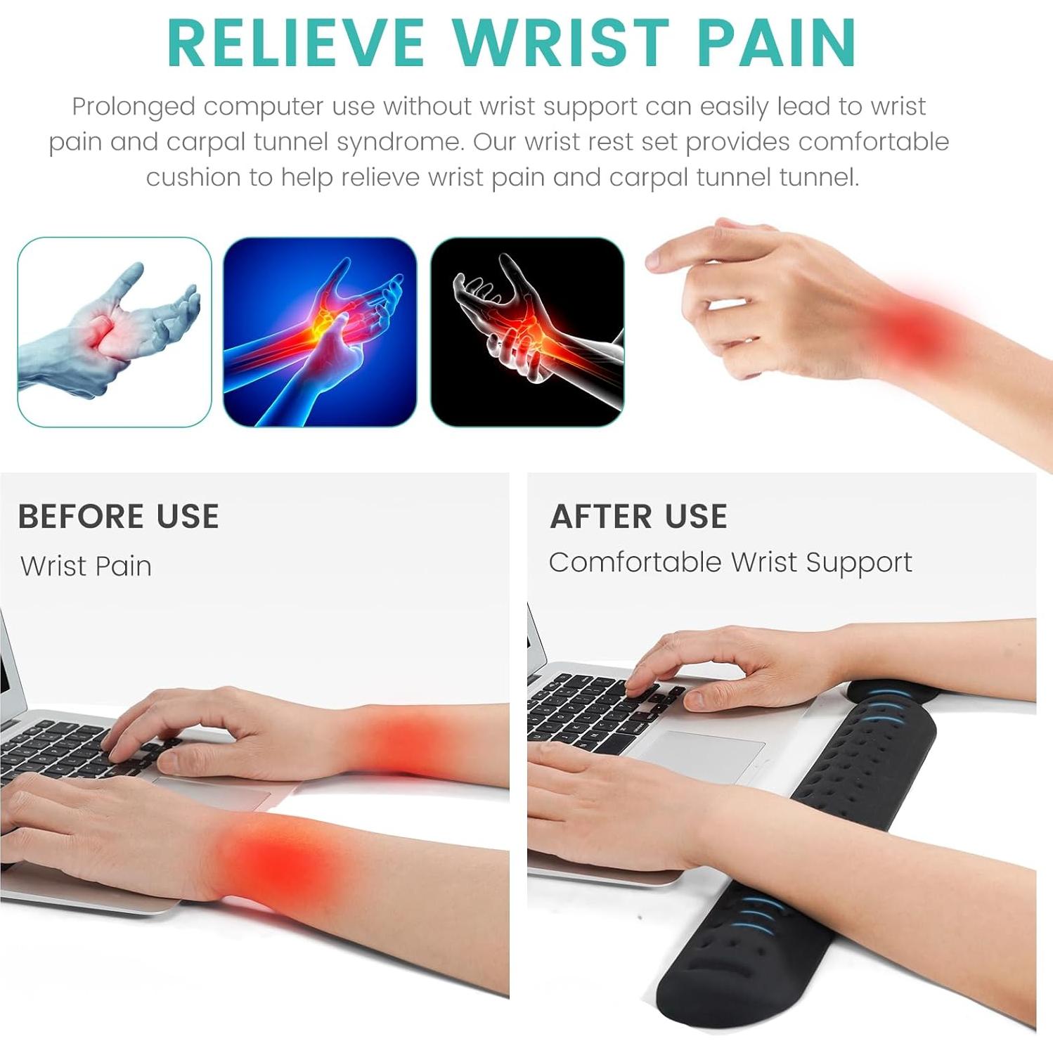 Reposamuñecas Ergonómico Tiguaim Ti-KWR01 Espuma Memoria Negro