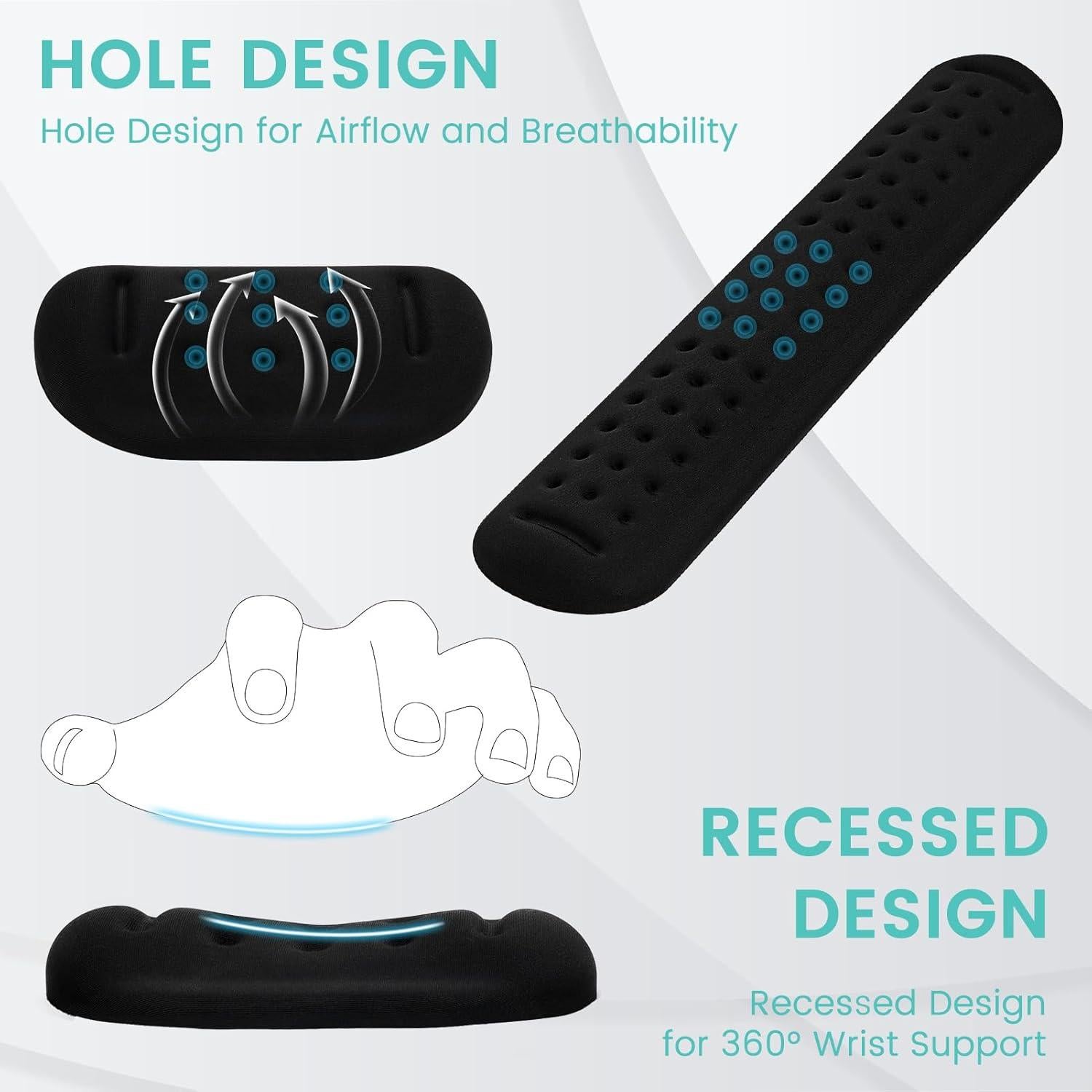 Reposamuñecas Ergonómico Tiguaim Ti-KWR01 Espuma Memoria Negro