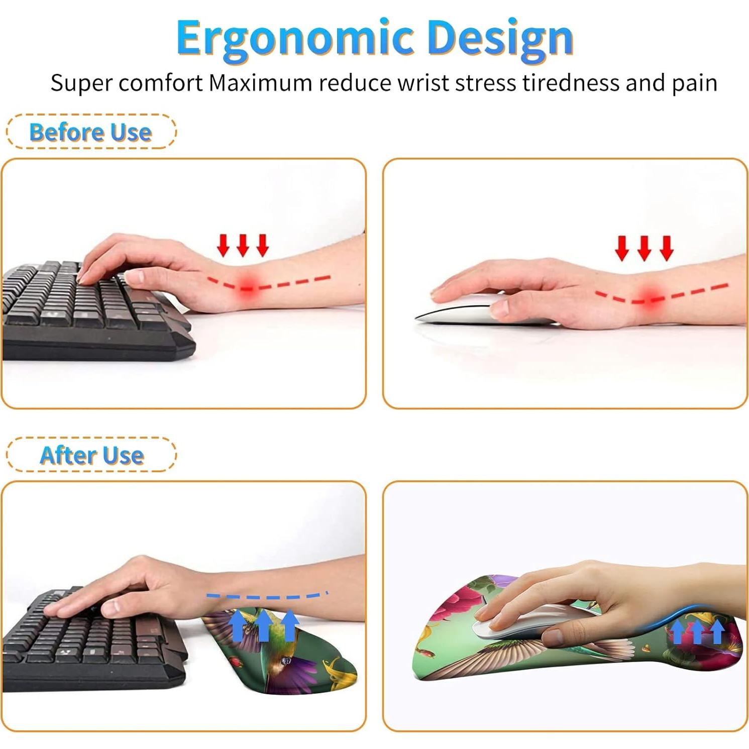 Alfombrilla de Ratón Ergonómica Dikoer con Soporte de Gel 25x20cm