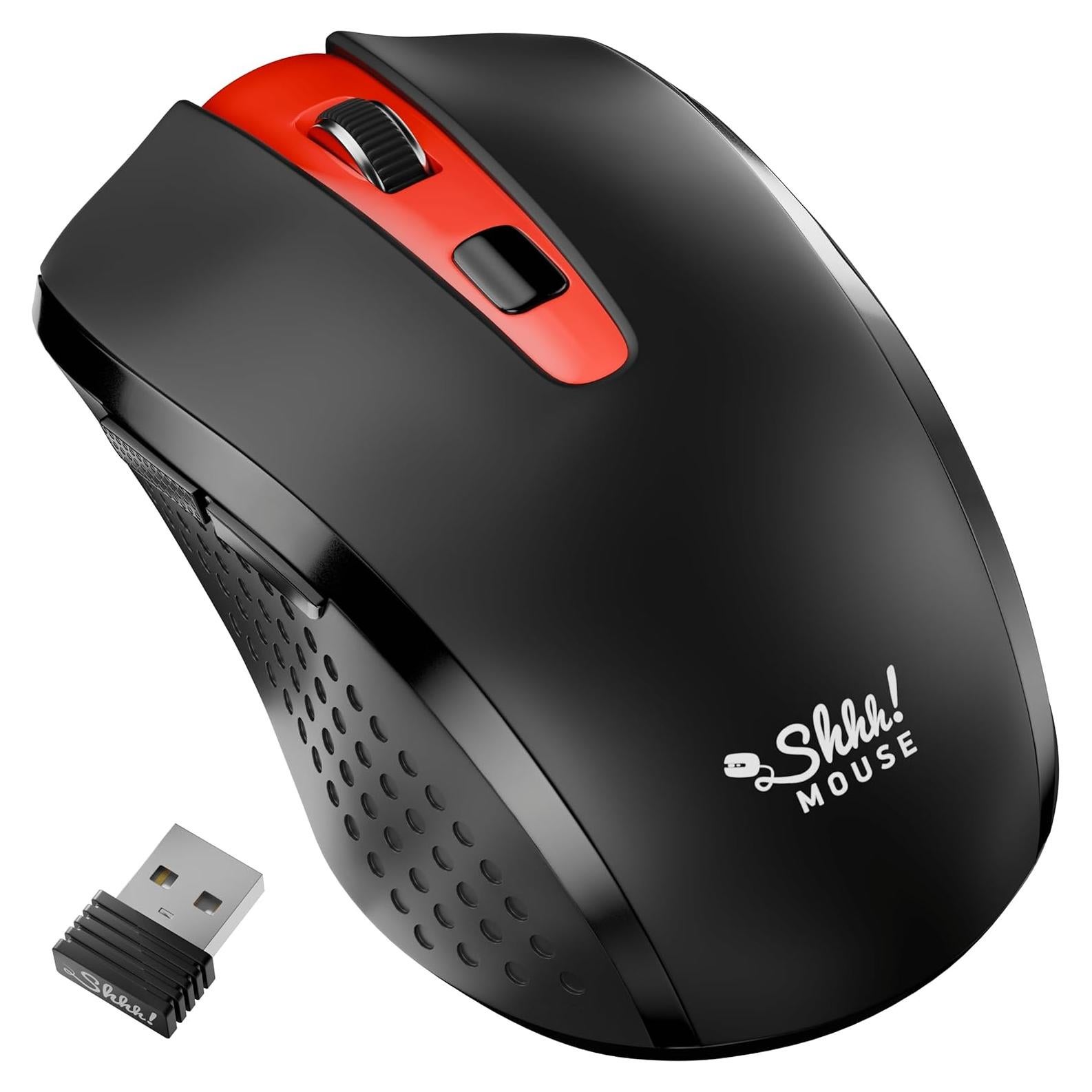 Ratón Inalámbrico Silencioso SHHHMOUSE Negro y Rojo