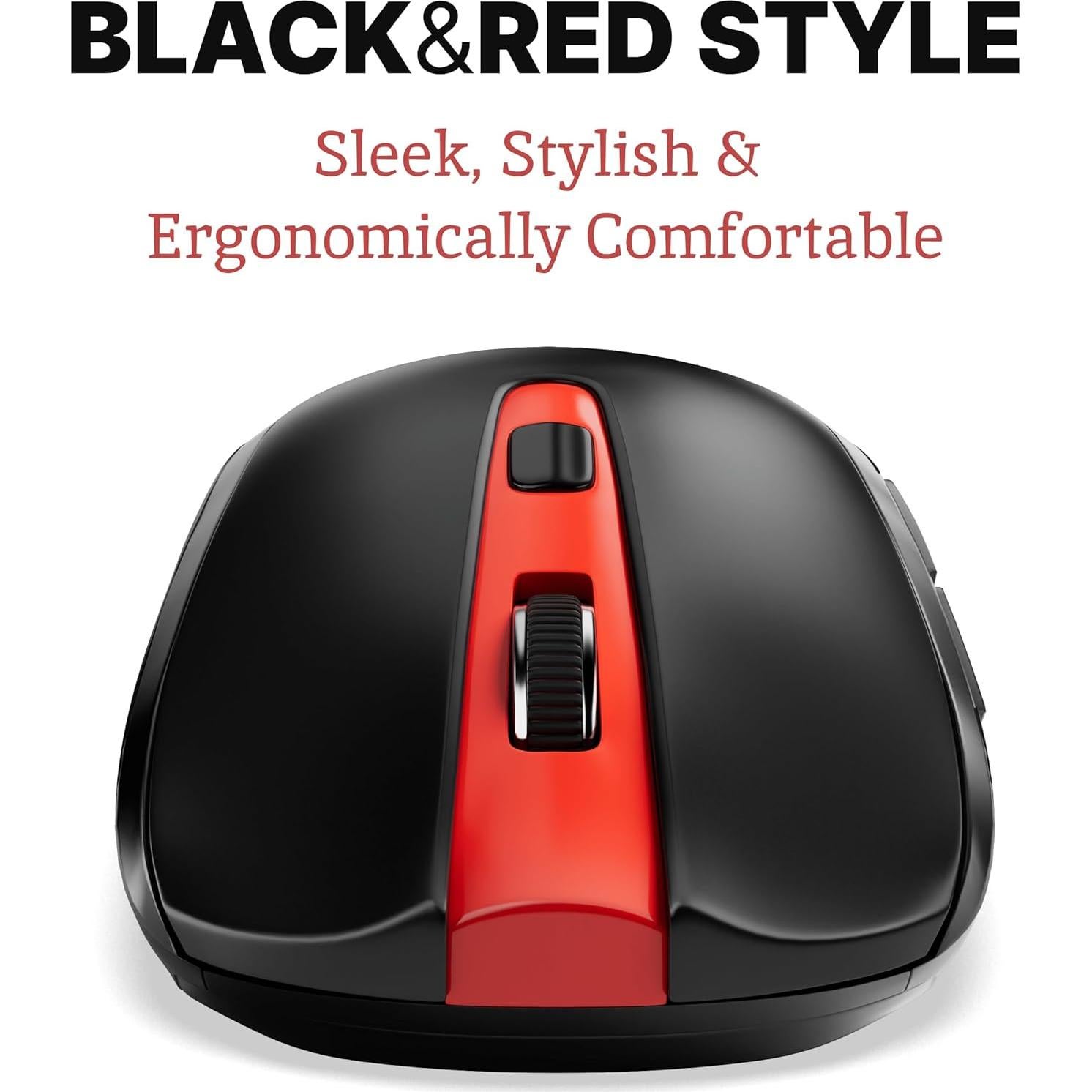Ratón Inalámbrico Silencioso SHHHMOUSE Negro y Rojo