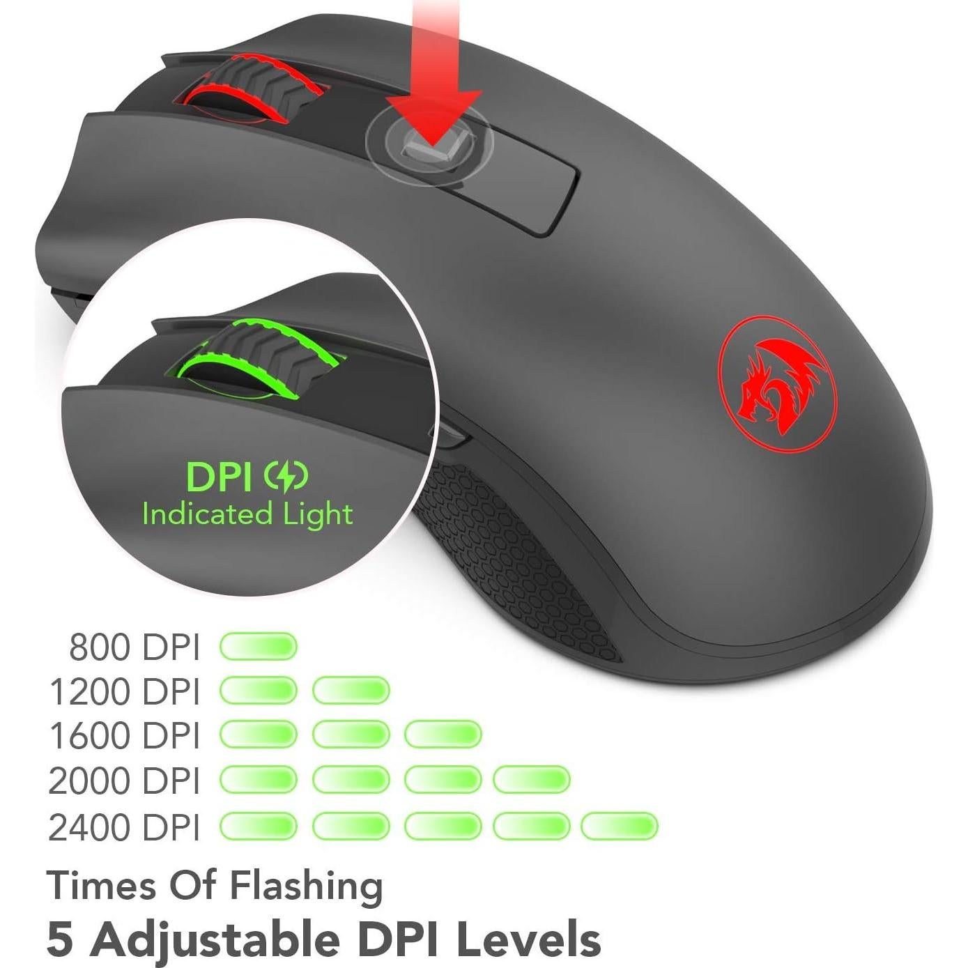 Ratón Inalámbrico Redragon M652 Rosa 5 DPI Ajustables