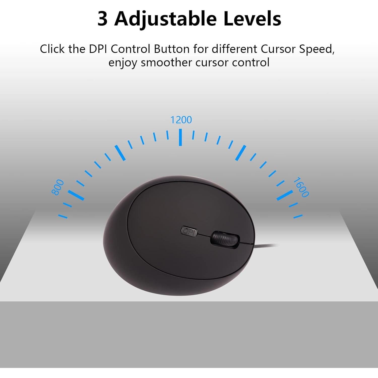 Ratón Vertical Ergonómico NOLIEE USB 800/1200/1600 DPI Negro