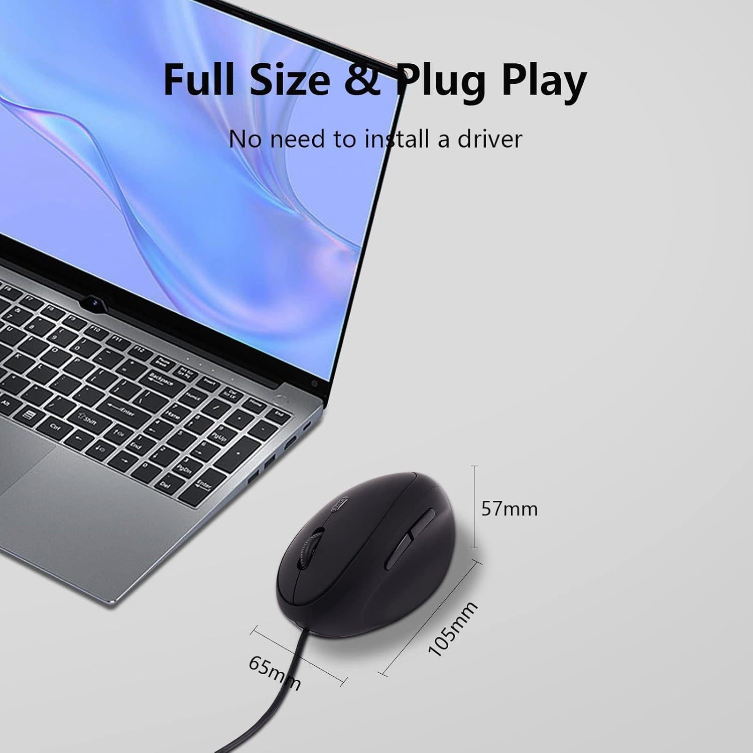 Ratón Vertical Ergonómico NOLIEE USB 800/1200/1600 DPI Negro