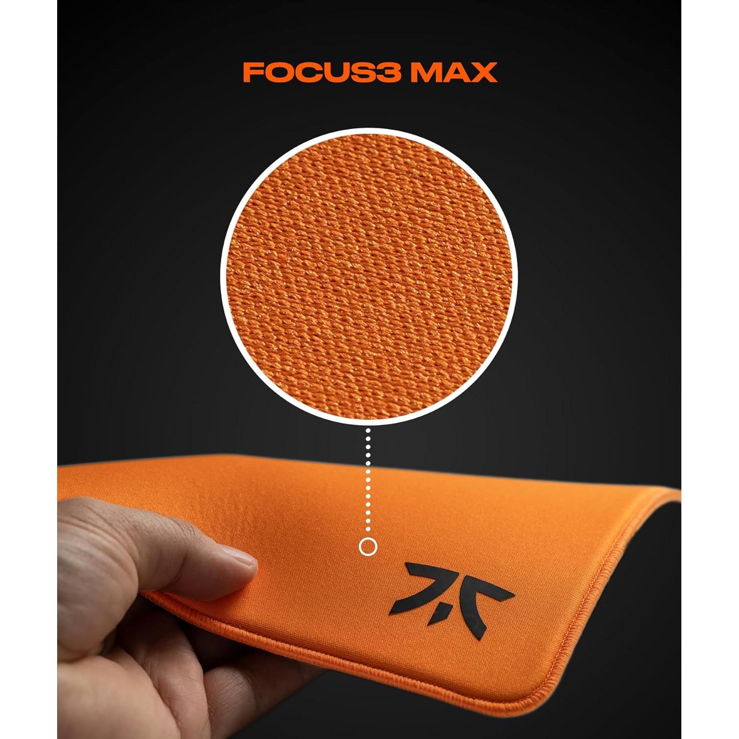 Fnatic MAX FOCUS3 L Pro Gaming Mouse Pad, Sunrise Orange Smooth Cloth Control Surface, Water Resistant Coating, with Non-Slip PORON Foam Base & Micro-Knit Stitched Edges (Size 18.9" x 15.85" x 0.24")