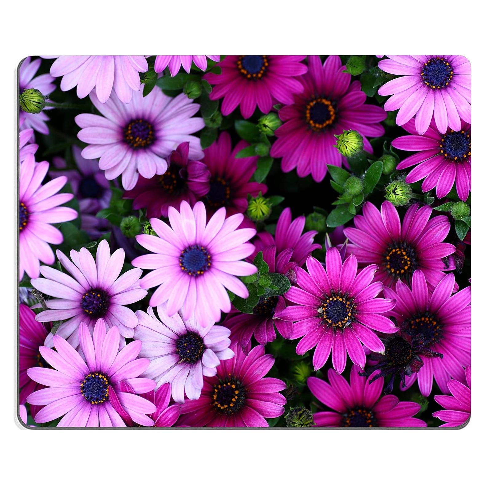 Hoka Fenle Mouse Pad with Flower Design - Purple Floral Square Waterproof Non-Slip Mouse Mat for Women's Laptop & Office