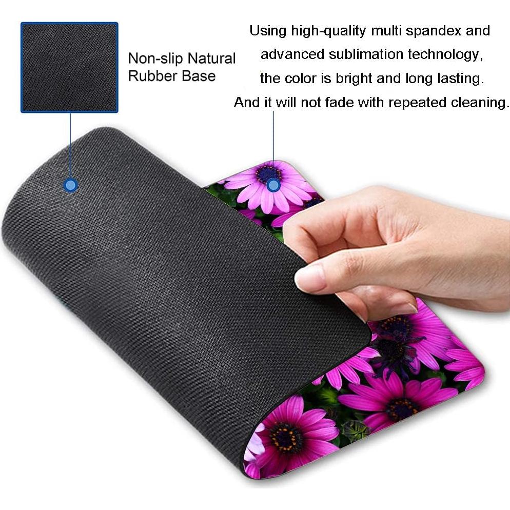 Hoka Fenle Mouse Pad with Flower Design - Purple Floral Square Waterproof Non-Slip Mouse Mat for Women's Laptop & Office