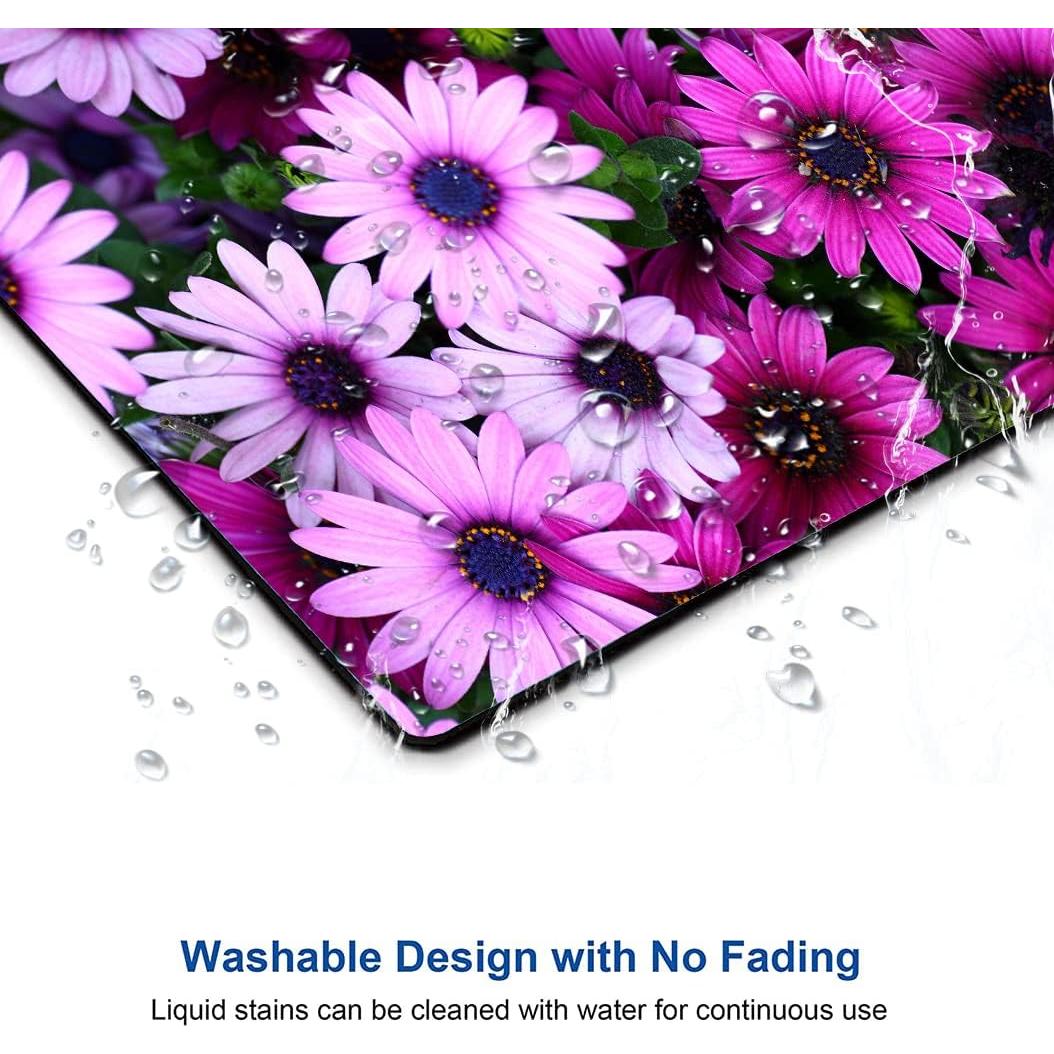 Hoka Fenle Mouse Pad with Flower Design - Purple Floral Square Waterproof Non-Slip Mouse Mat for Women's Laptop & Office