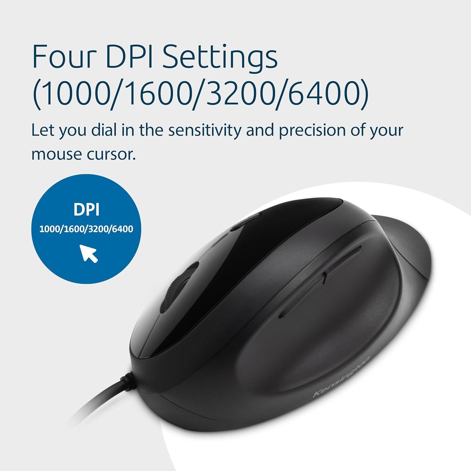 Kensington Pro Fit Ergonomic Wired Mouse – Black (K75403WW)