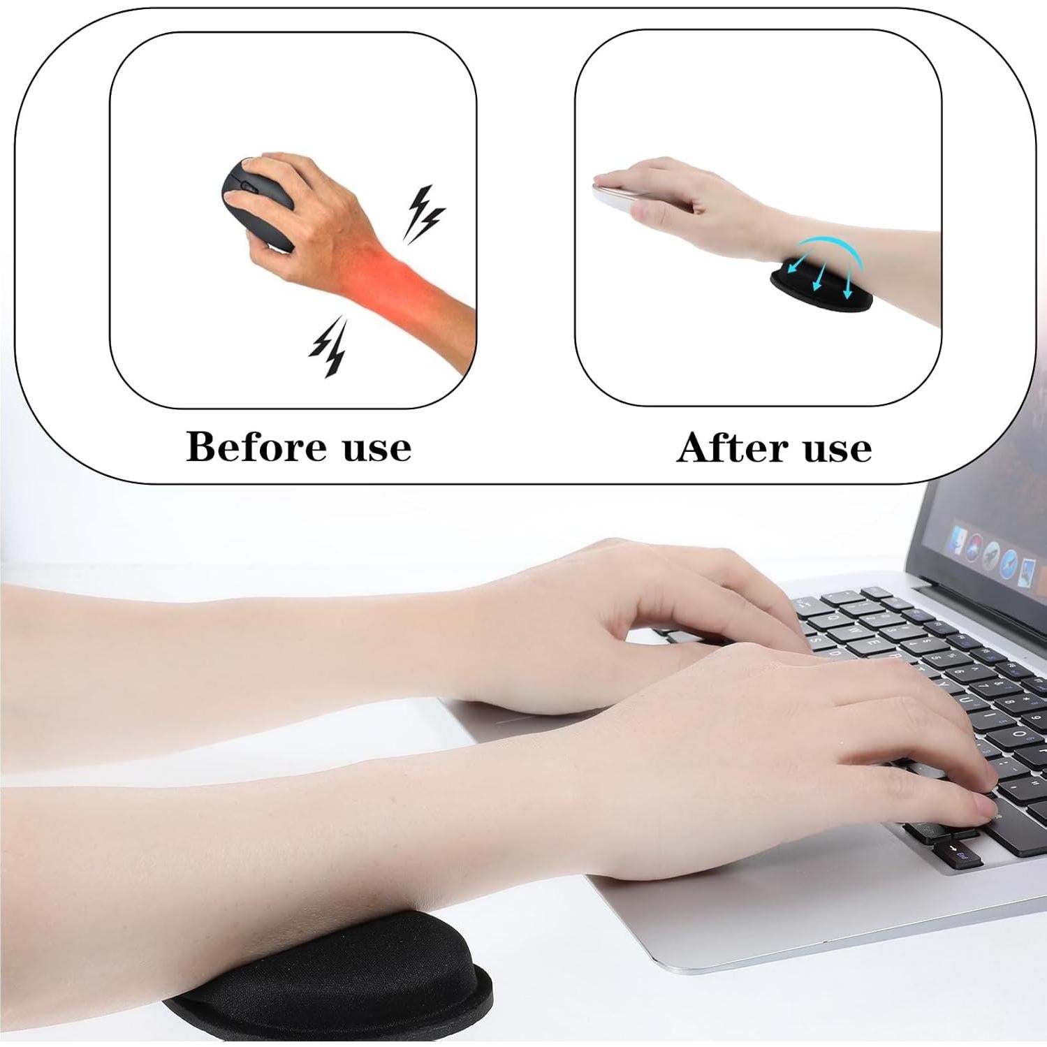 2 Pcs Alfombrilla de Ratón Ergonómica con Reposamuñecas CIATBYYJ