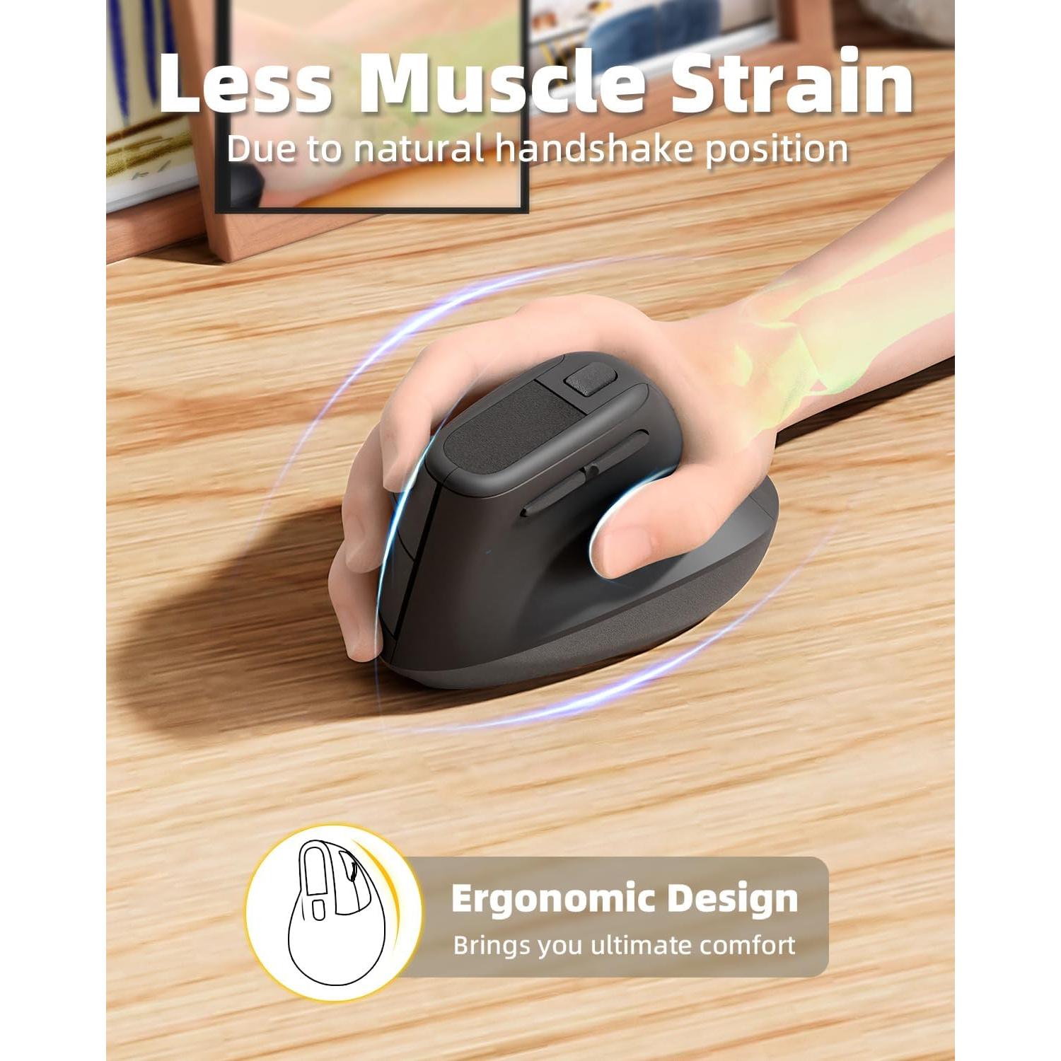 Ratón Vertical Ergonómico Zhaman Recargable USB Tipo C Negro