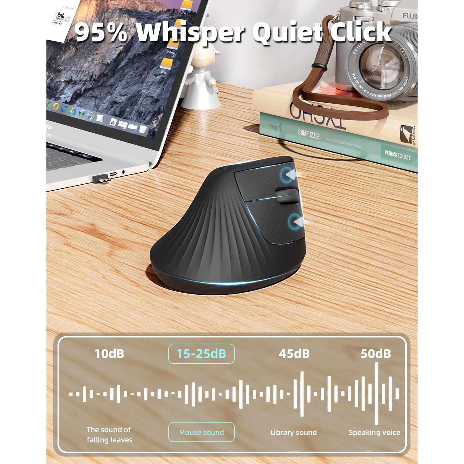 Ratón Vertical Ergonómico Zhaman Recargable USB Tipo C Negro