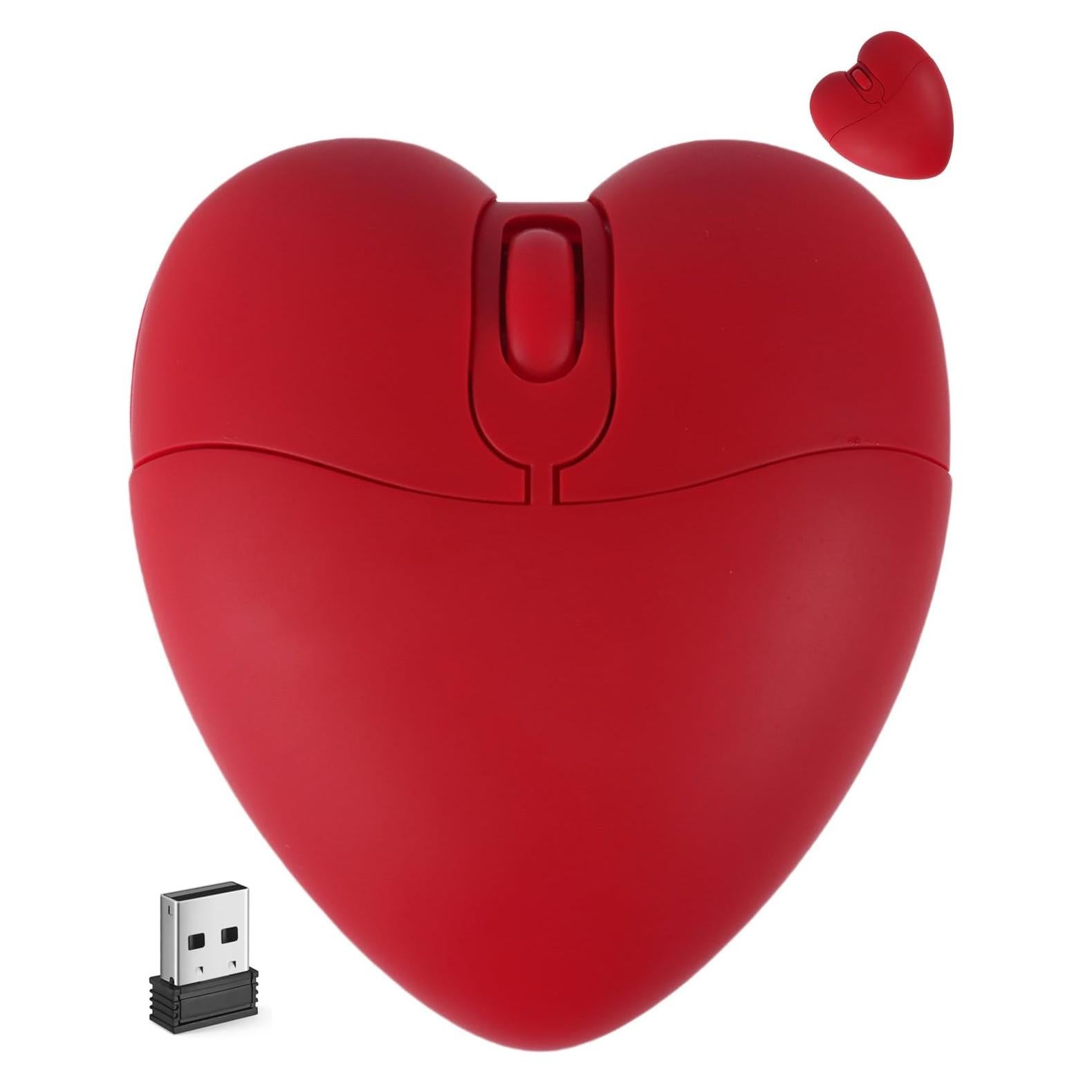 Ratón Inalámbrico Bluetooth TECCOEUS Rojo Corazón Silencioso