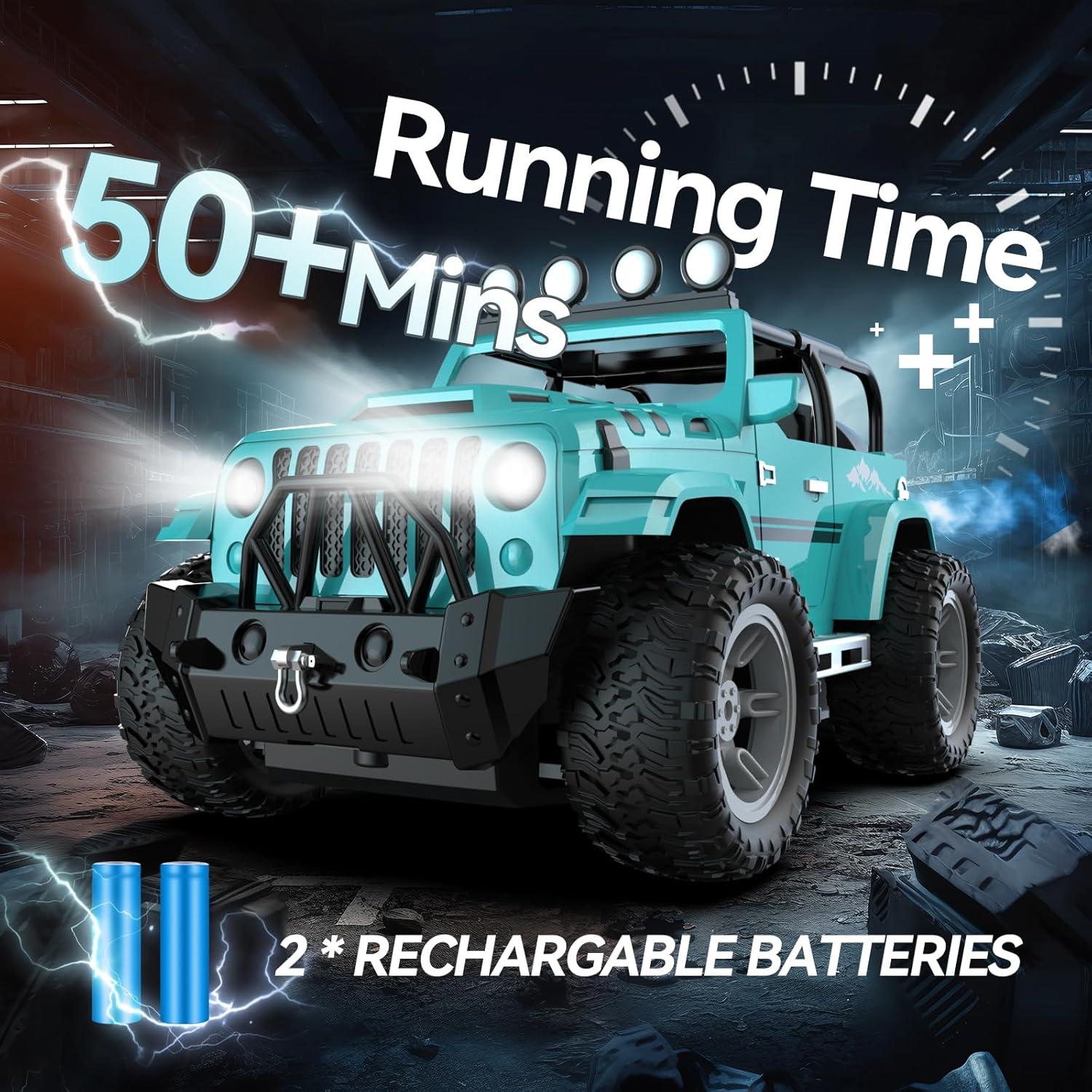 Coche RC DEERC 1:16 SUV Todo Terreno con Niebla y Música