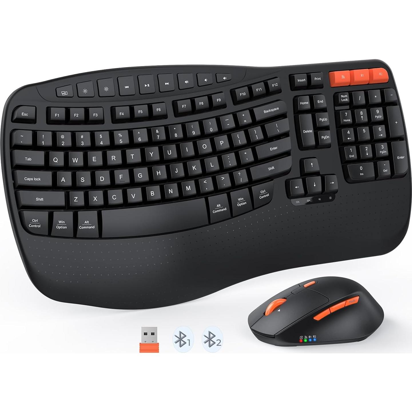 Combo Teclado y Ratón Ergonómico Inalámbrico Meetion Wave