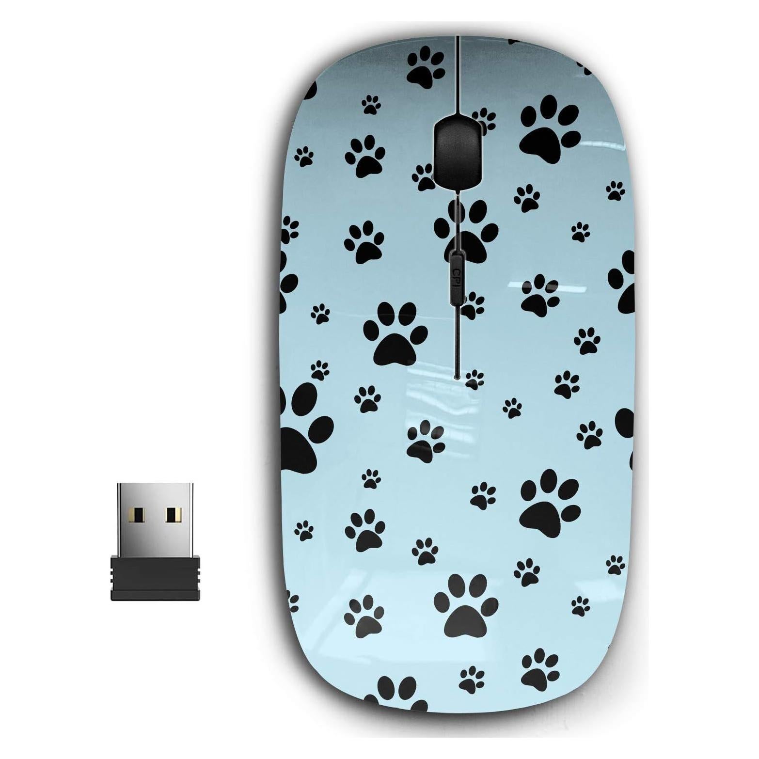 2.4G Ergonomic Portable USB Wireless Mouse for PC, Laptop, Computer, Notebook with Nano Receiver (Dog Paw Print Traces)