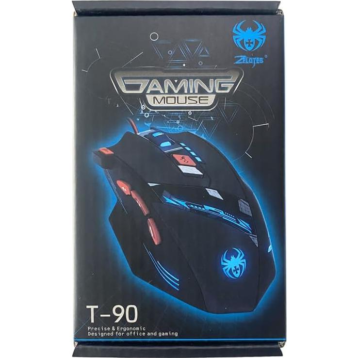 Mouse Gaming Zelotes T90 9200 DPI 8 Botones RGB USB Negro