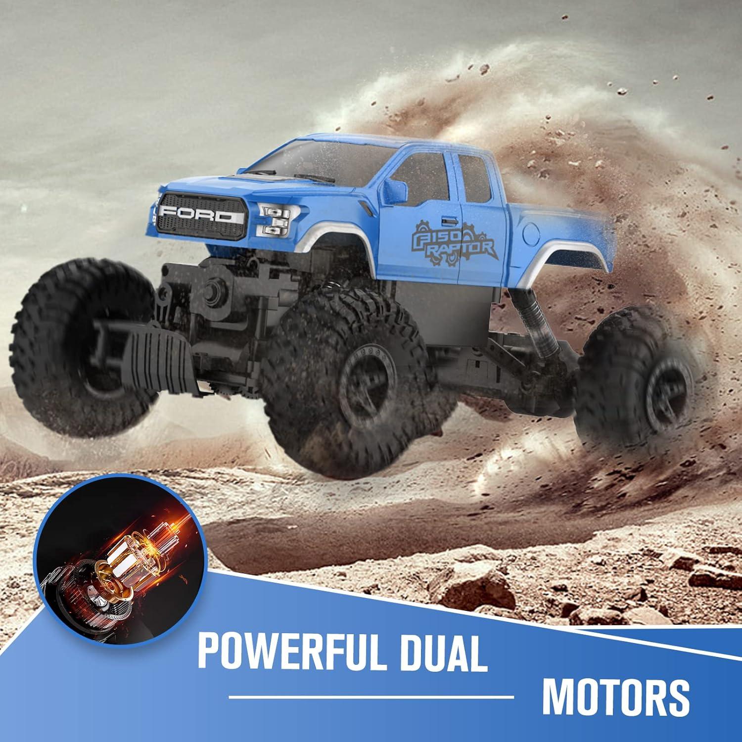 Coche RC 4WD DOUBLE E Ford Raptor F150 28 cm Azul