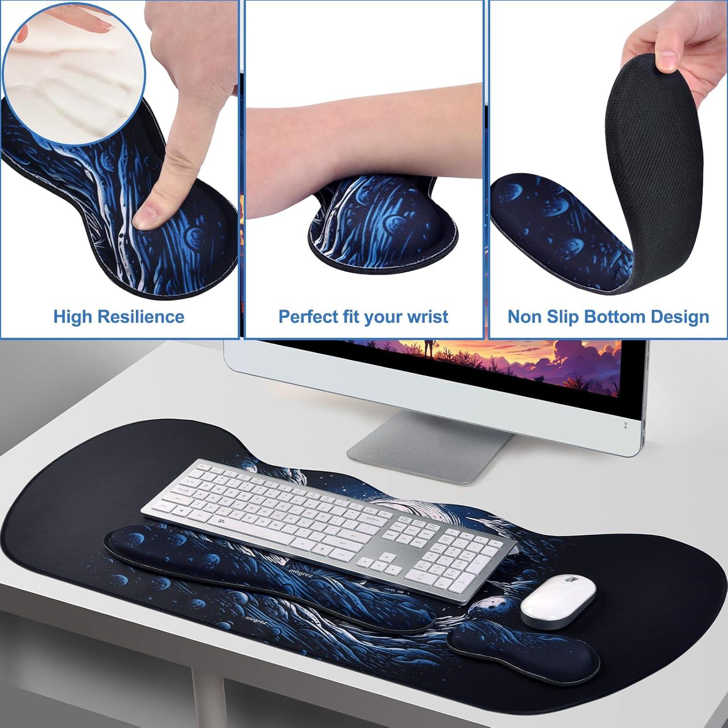 Conjunto Almohadilla Ergonómica MEGREZ para Ratón y Teclado