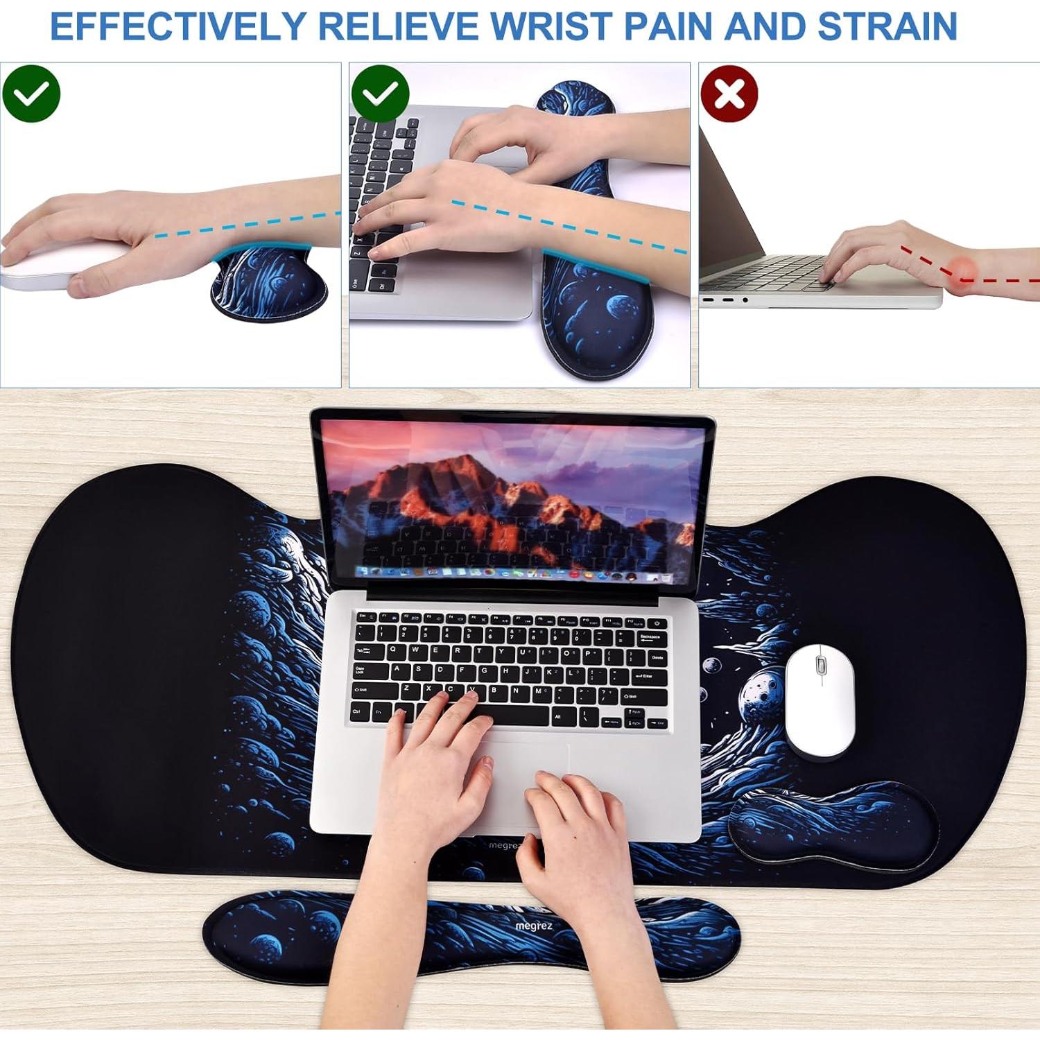 Conjunto Almohadilla Ergonómica MEGREZ para Ratón y Teclado