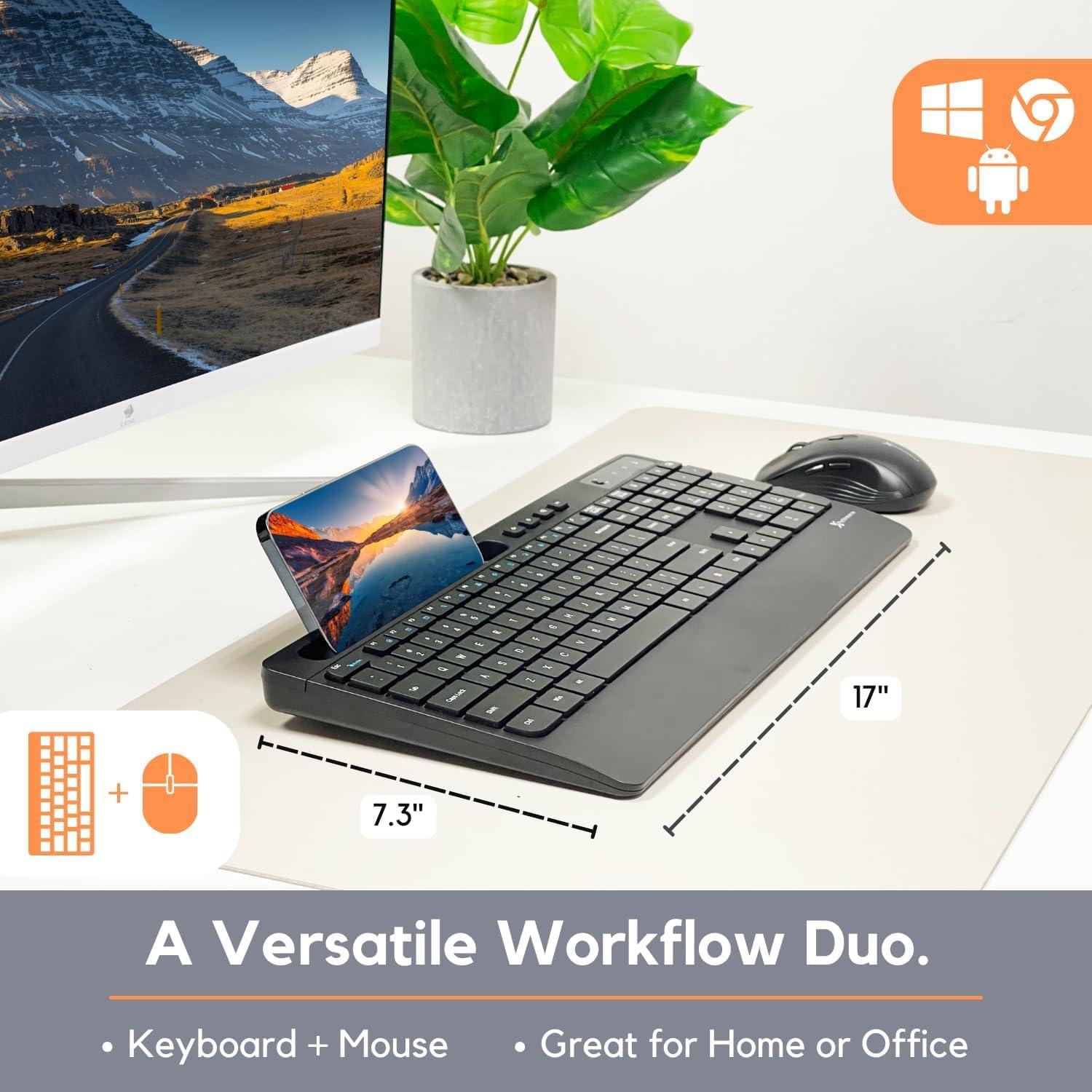 Combo Teclado y Ratón Inalámbrico X9 - USB A y C - Soporte 20.32 cm