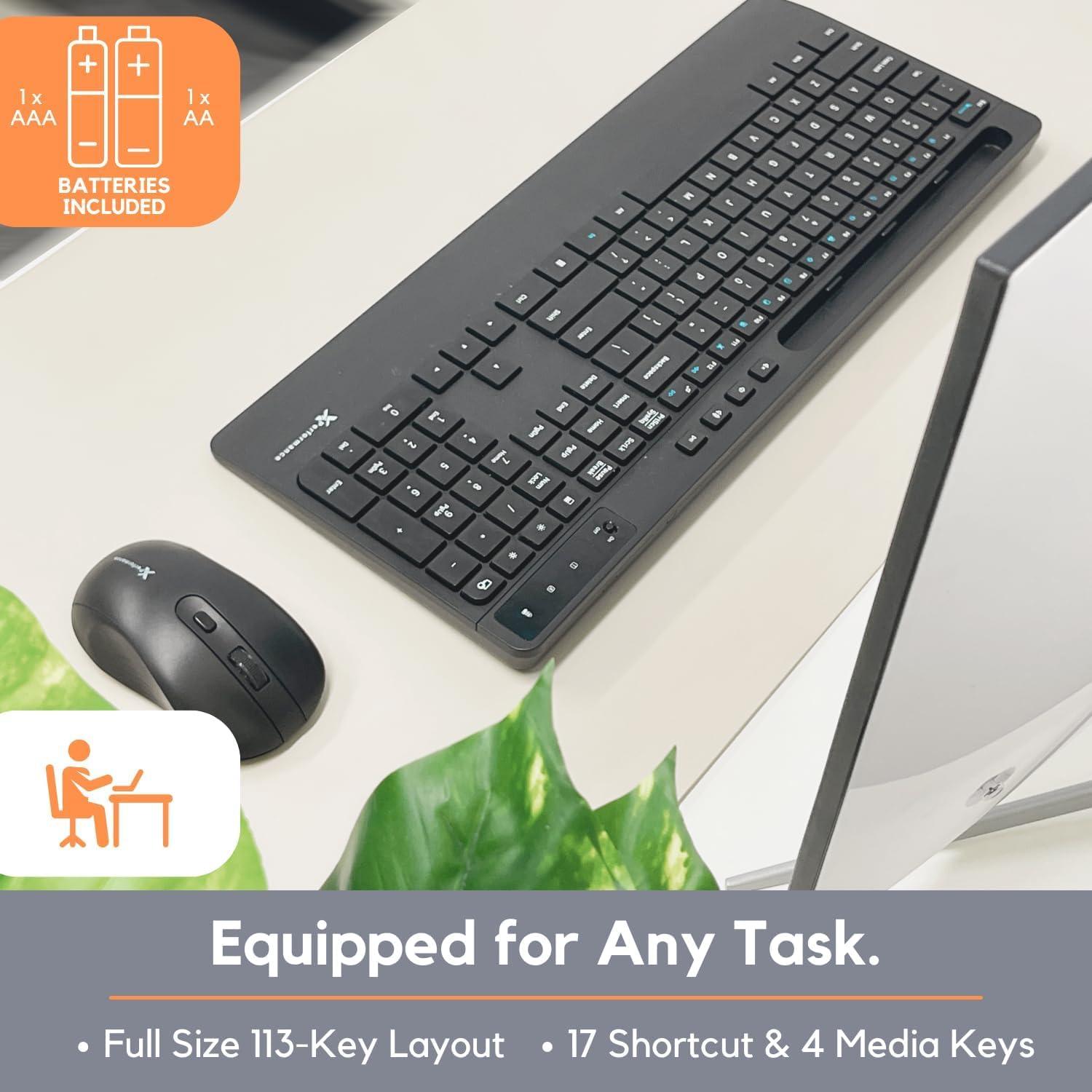 Combo Teclado y Ratón Inalámbrico X9 - USB A y C - Soporte 20.32 cm