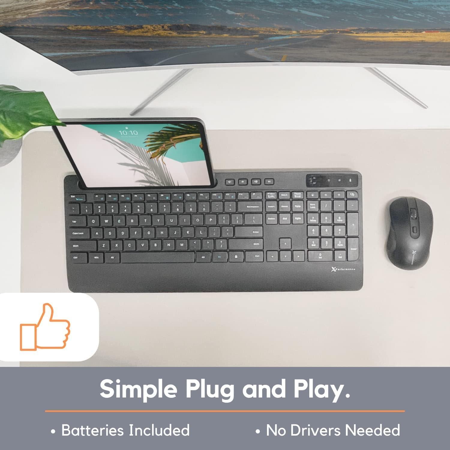 Combo Teclado y Ratón Inalámbrico X9 - USB A y C - Soporte 20.32 cm