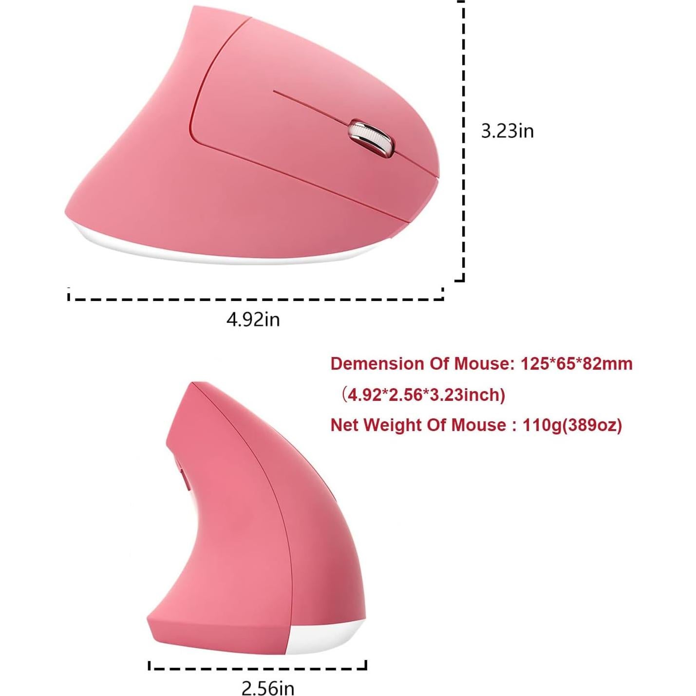 Ratón Vertical Ergonómico Inalámbrico Jisiyuan Rosa 800/1200/1600 DPI