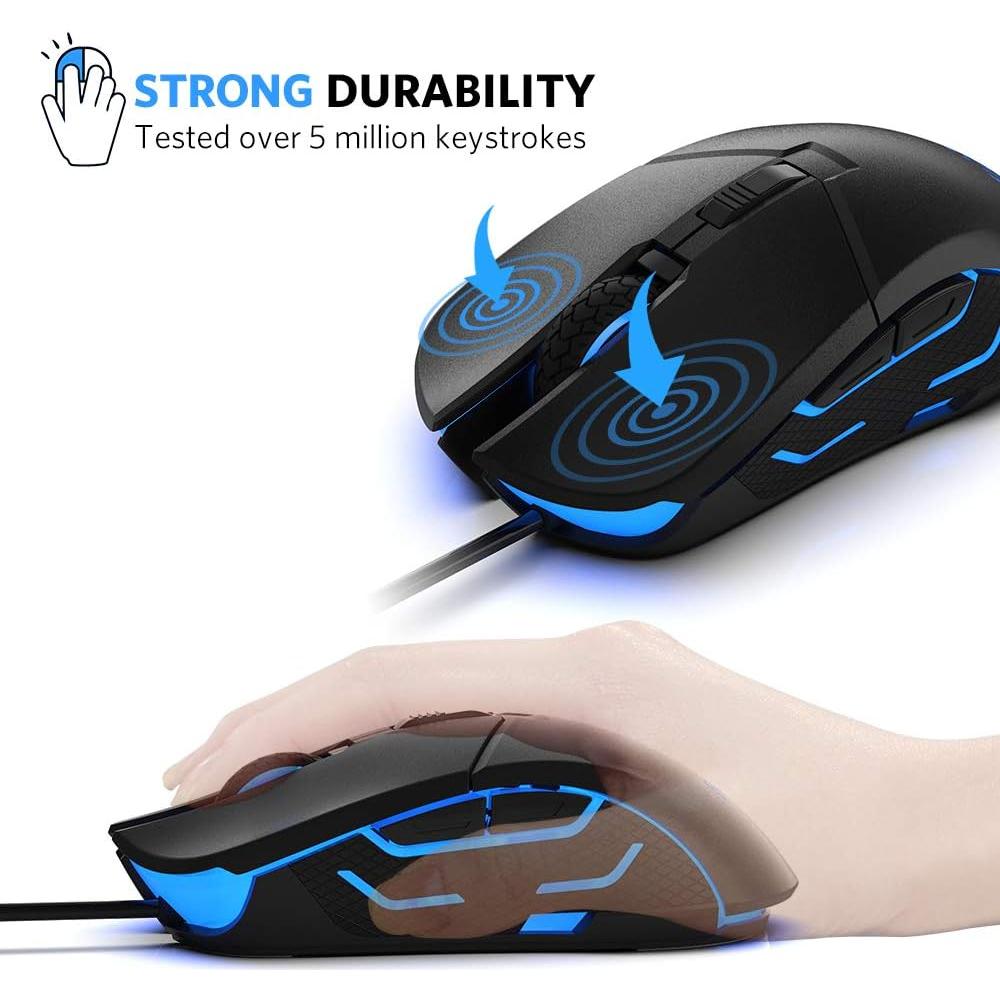 Ratón Gaming Fiodio F260 USB Ergonómico 5500 DPI RGB Negro