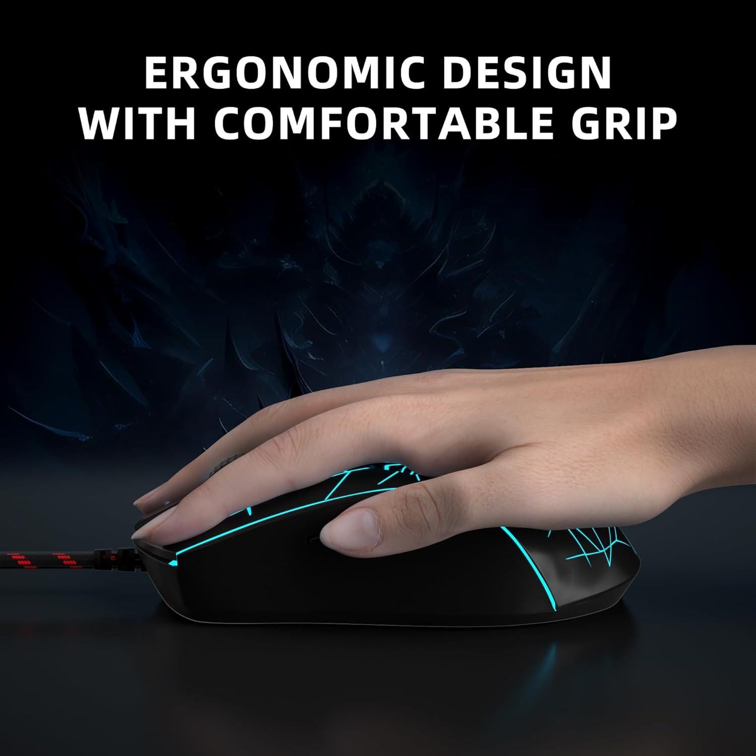 Ratón Gaming MageGee G6 USB Ergonómico 3200 DPI Negro