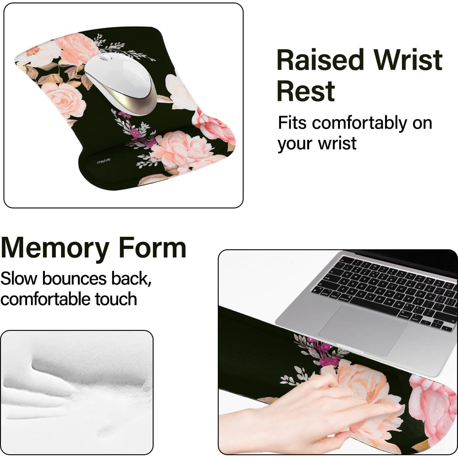 Conjunto Alfombrilla de Teclado y Ratón MOSISO Ergonómico Negro