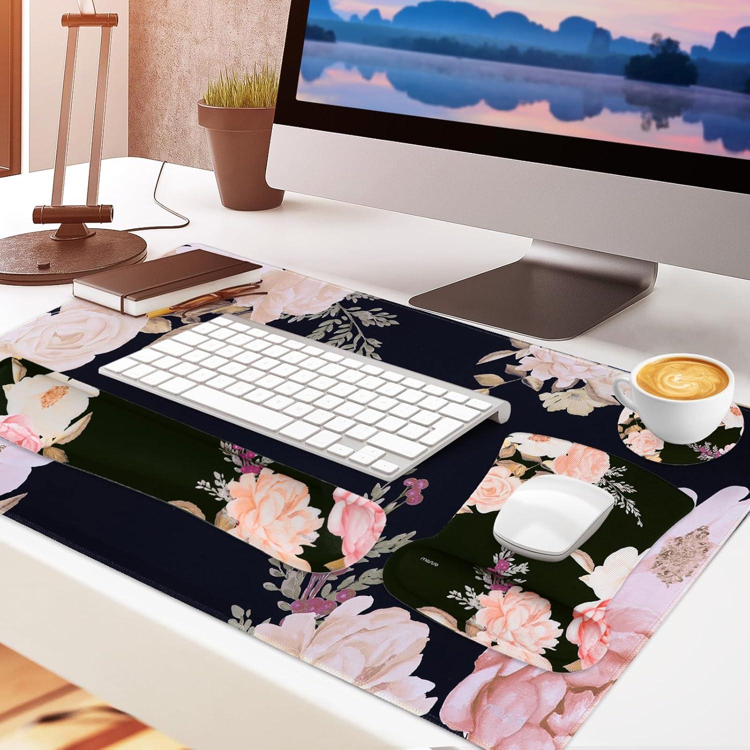 Conjunto Alfombrilla de Teclado y Ratón MOSISO Ergonómico Negro