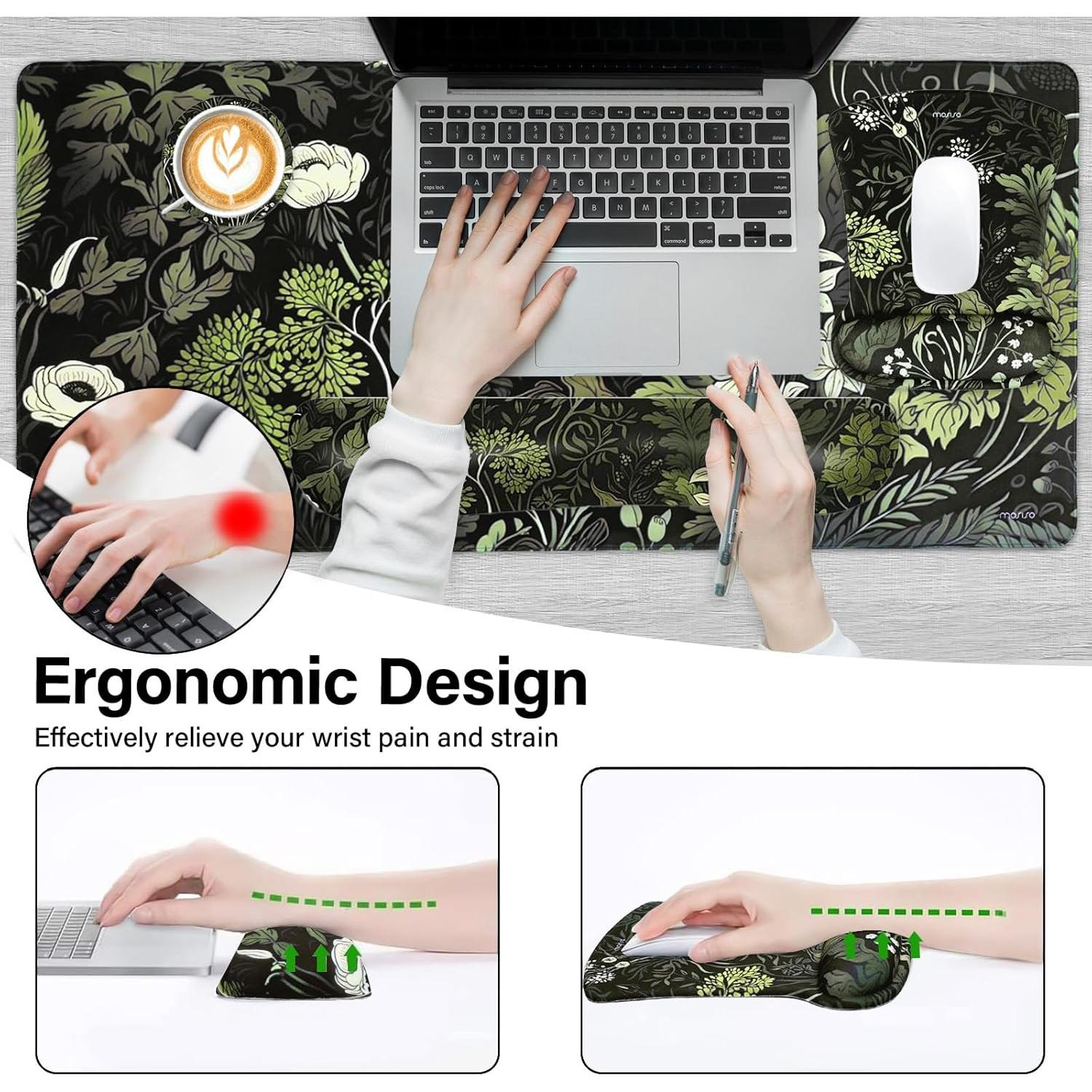 Conjunto de Alfombrilla de Escritorio MOSISO Ergonómica 4 Piezas