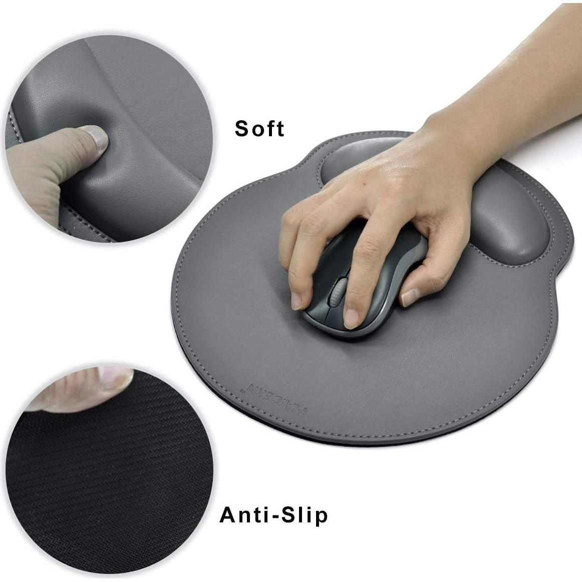 Reposamuñecas Ergonómico MAIDERN de Cuero PU y Espuma - Gris