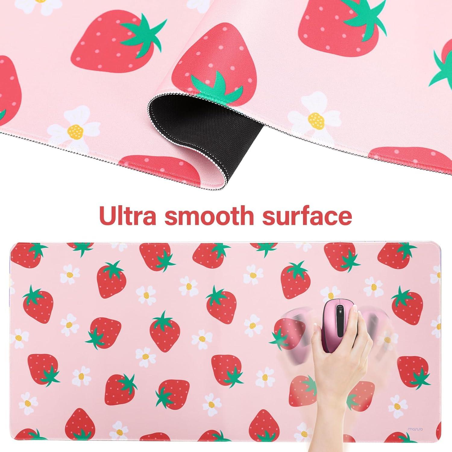 Conjunto Alfombrilla de Escritorio MOSISO Ergonomica Fresa 90x40cm