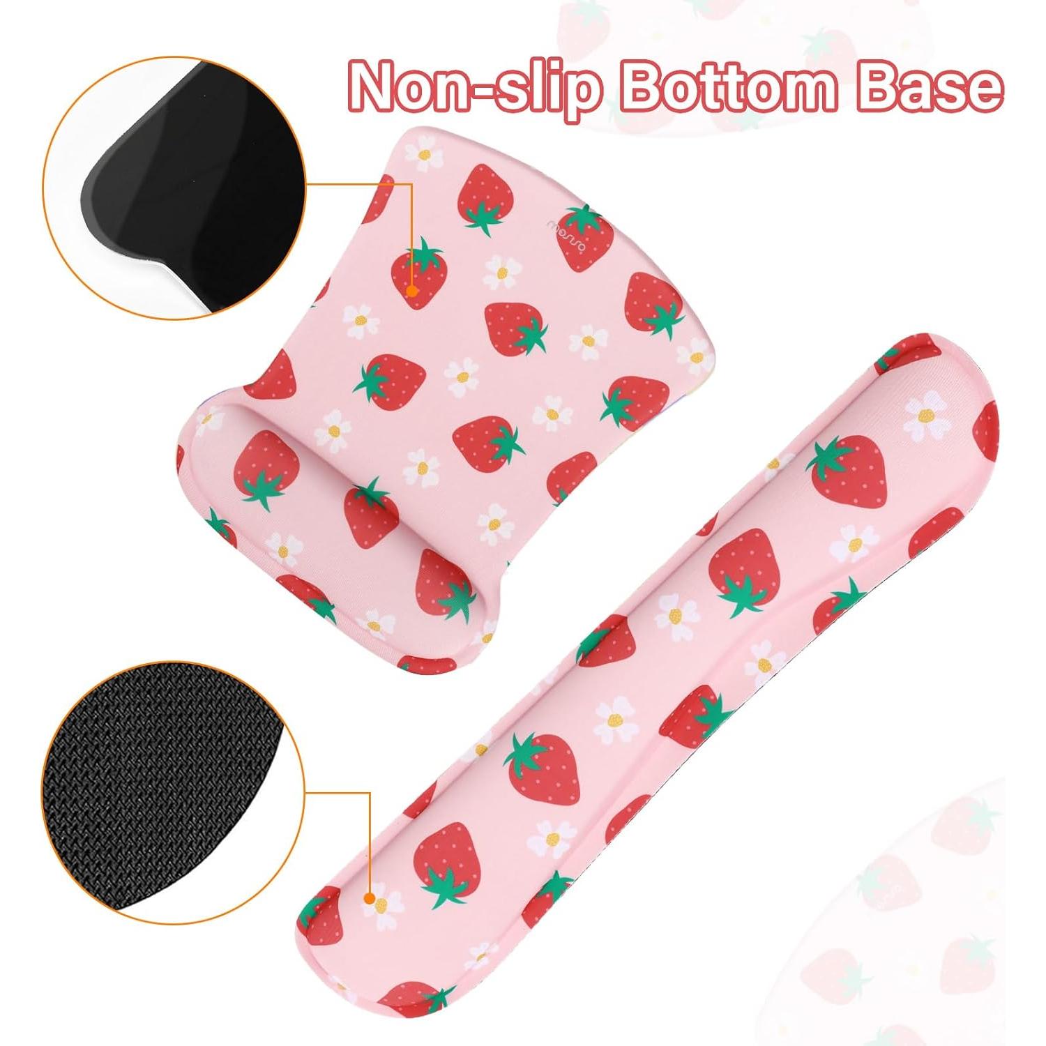 Conjunto Alfombrilla de Escritorio MOSISO Ergonomica Fresa 90x40cm