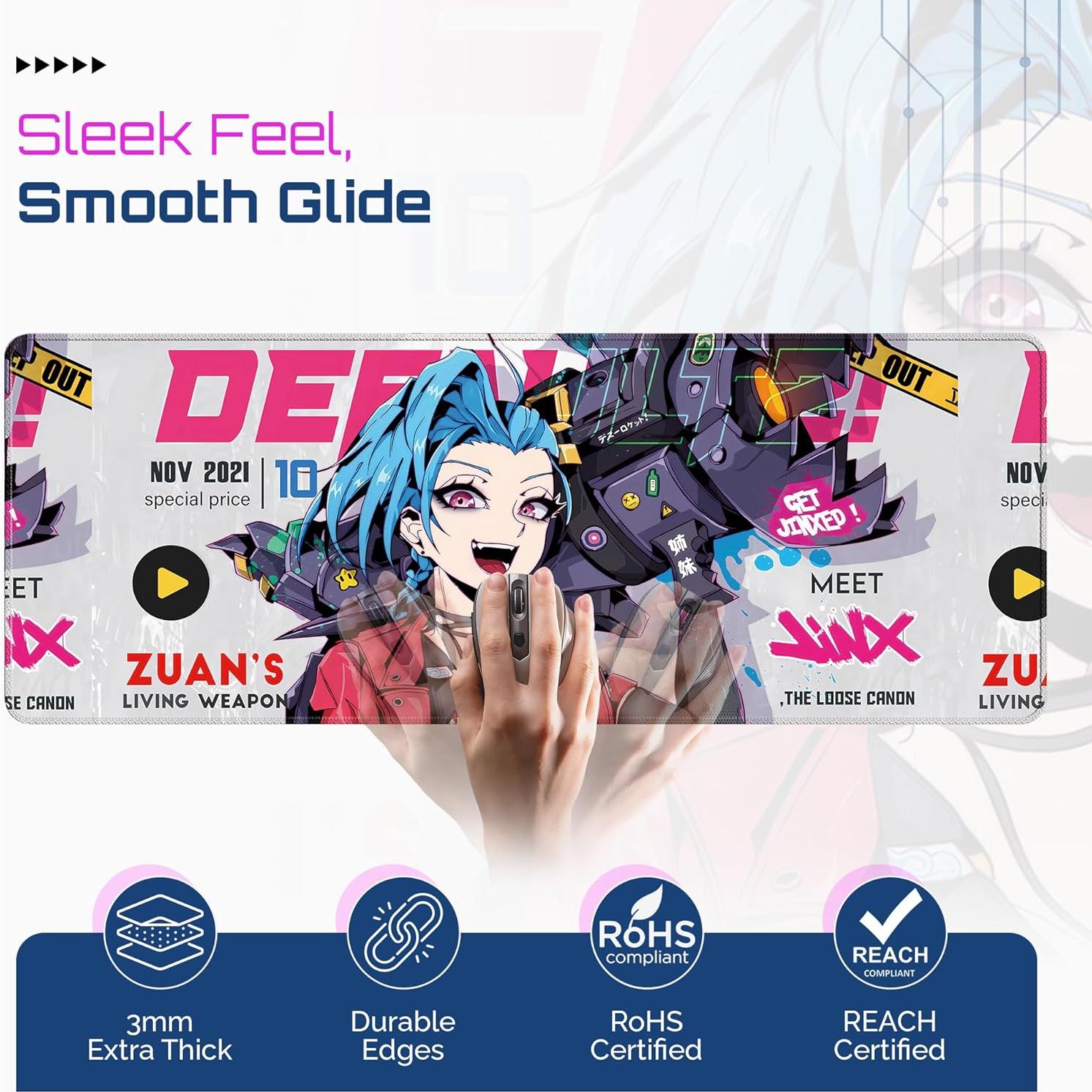 Alfombrilla de Juego XXL Greekor 80 x 30 cm Antideslizante Jinx Blanca