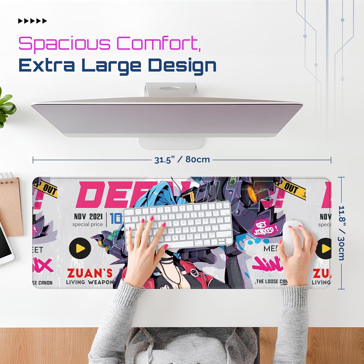 Alfombrilla de Juego XXL Greekor 80 x 30 cm Antideslizante Jinx Blanca