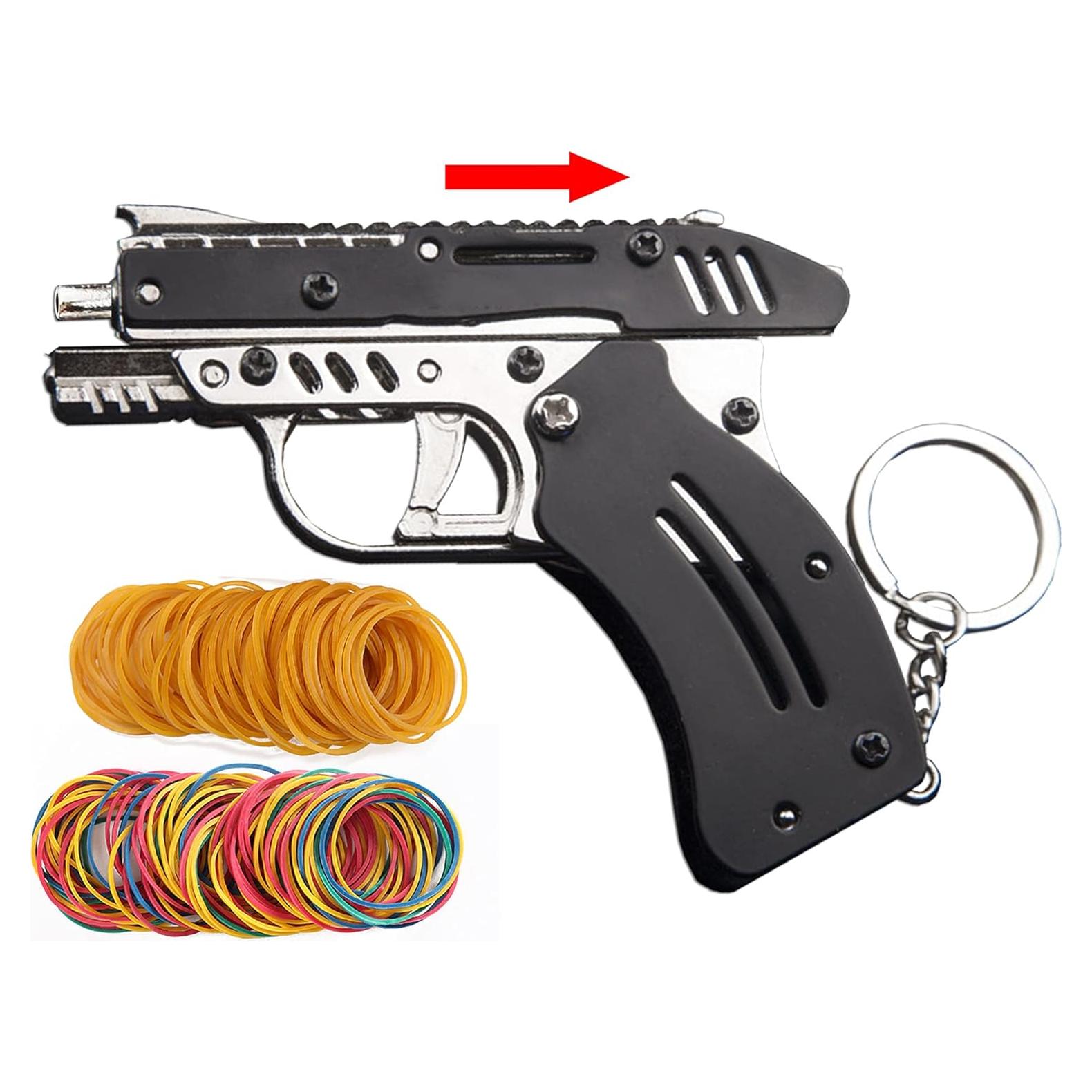Pistola de Goma Mini Metal Plegable Juguete Adultos Niños