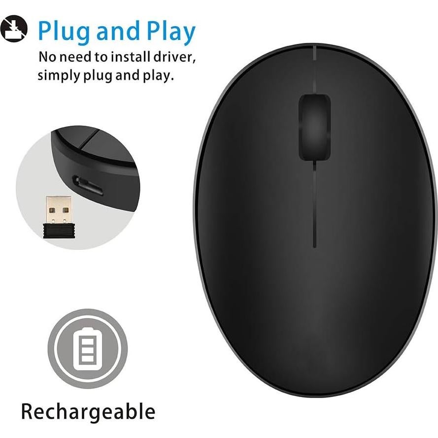 Ratón Inalámbrico Recargable TENMOS N01 Mini 1000 DPI Negro