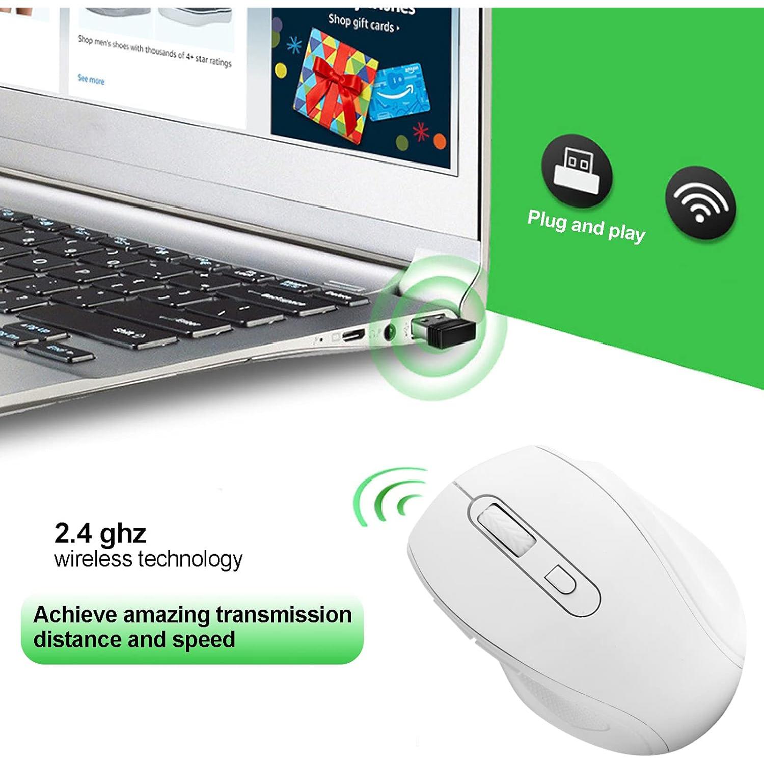 Mouse Inalámbrico Ergonómico Vbestlife 1600DPI Blanco