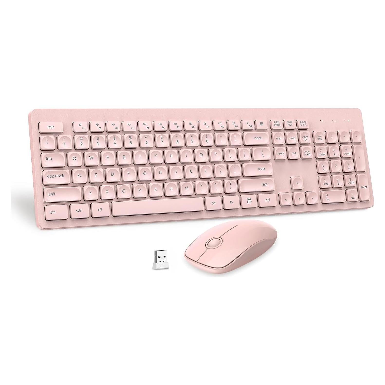 Combo Teclado y Ratón Inalámbrico VEILZOR Rosa 2.4GHz