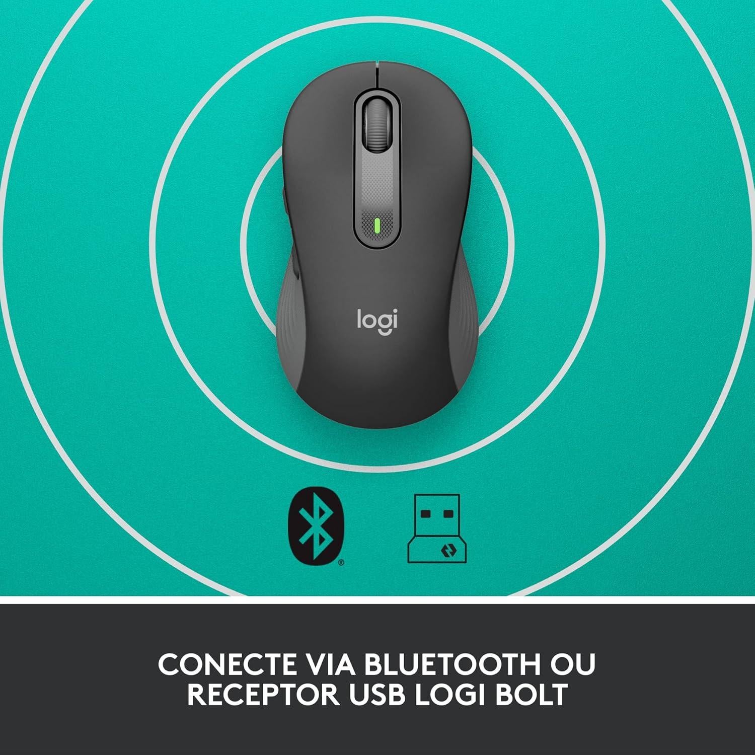 Ratón Inalámbrico Logitech Signature M650 L Grafito - Silencioso, 2 Años Batería, Conexión Bluetooth