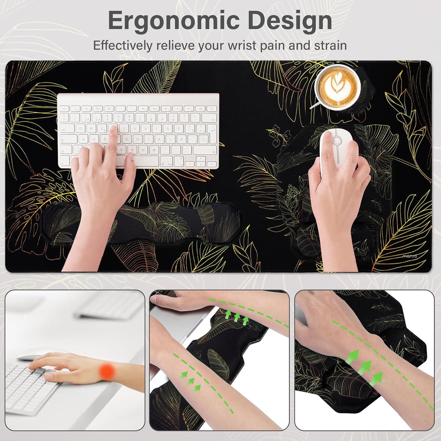 Almohadilla de Juego Ergonómica Mosiso Hoja Monstera 90x40cm