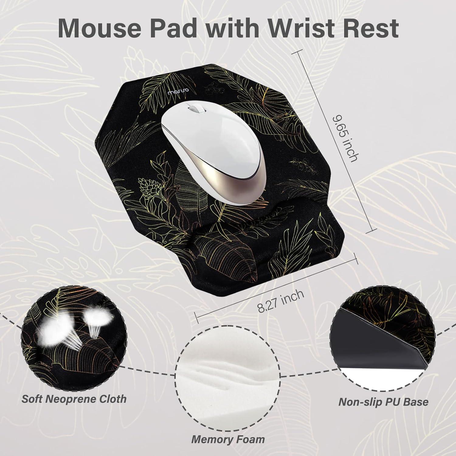 Almohadilla de Juego Ergonómica Mosiso Hoja Monstera 90x40cm